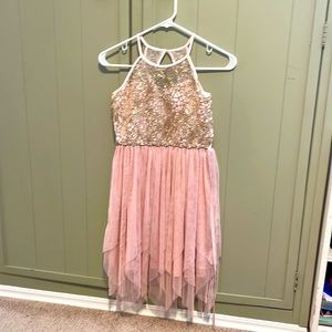 Rare Editions girls size 12 pink and gold dress